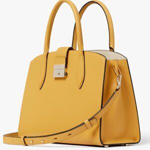 Kate Spade Voyage Medium Satchel Mustard Yellow Textured Leather Handbag Purse